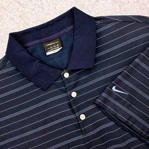 Nike Golf Performance Polo Golf Shirt Men's XL Navy Blue Stripe Short Sleeve